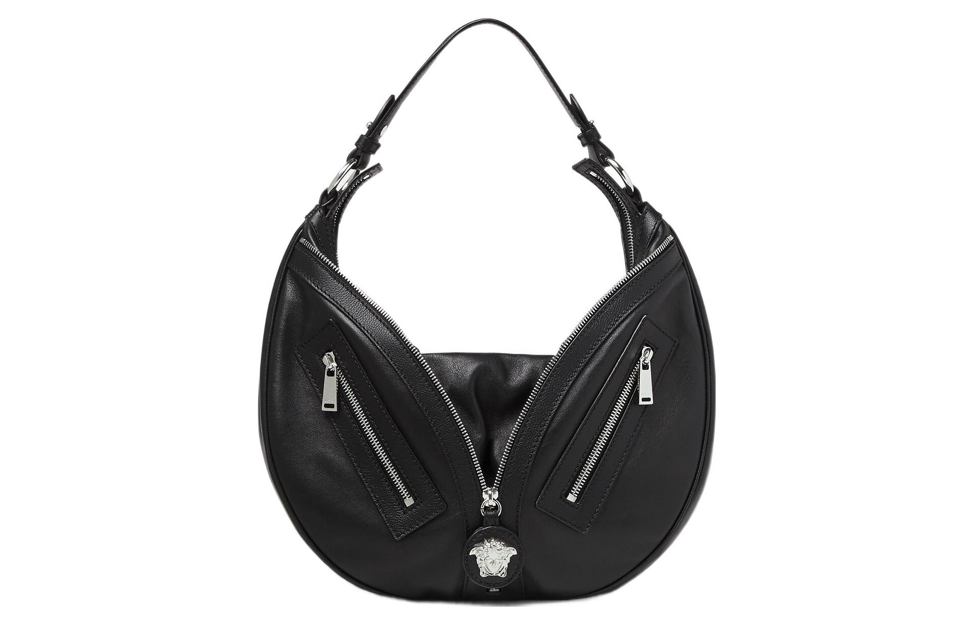 Кожаная сумка-полумесяц Versace, женская черная наплечная сумка
Кожаная сумка-полумесяц Versace, женская черная наплечная сумка