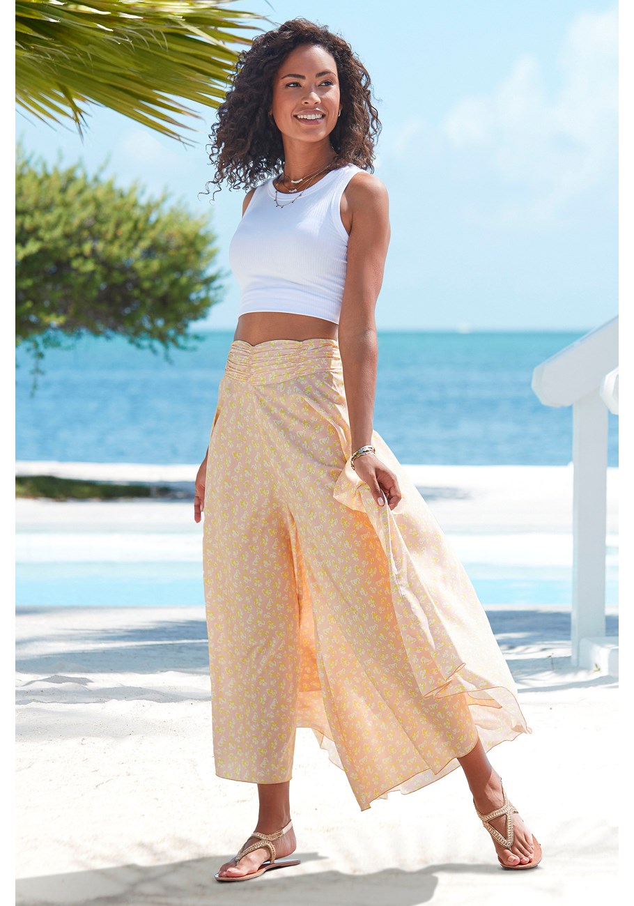 LASCANA женские струящиеся брюки-кюлоты с принтом, цвет yellow multi
LASCANA женские струящиеся брюки-кюлоты с принтом, цвет yellow multi