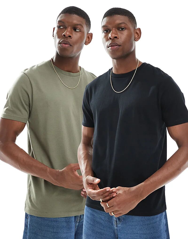Набор из 2 футболок с круглым вырезом ASOS DESIGN черного и цвета хаки
Набор из 2 футболок с круглым вырезом ASOS DESIGN черного и цвета хаки