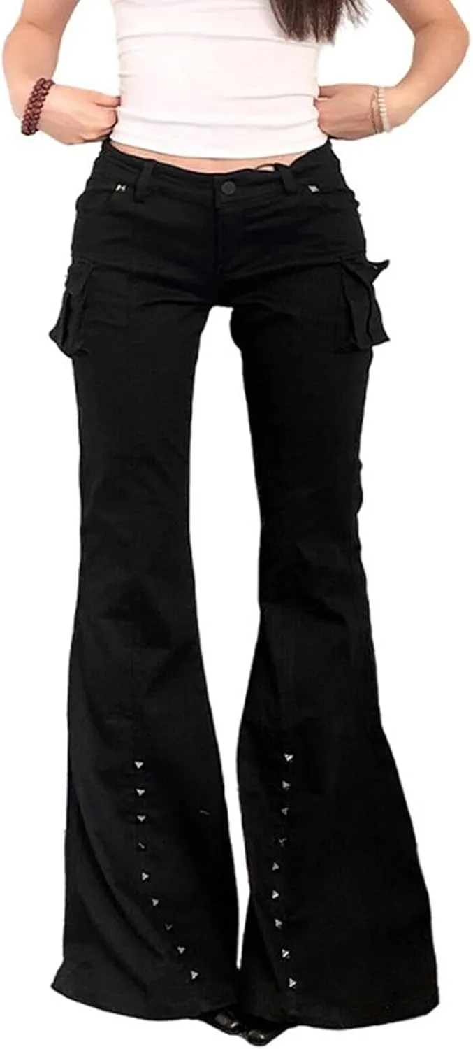 Панк Y2k готические джинсы low rise с заклепками, уличный стиль, микро-клеш MEOKIM
Панк Y2k готические джинсы low rise с заклепками, уличный стиль, микро-клеш MEOKIM