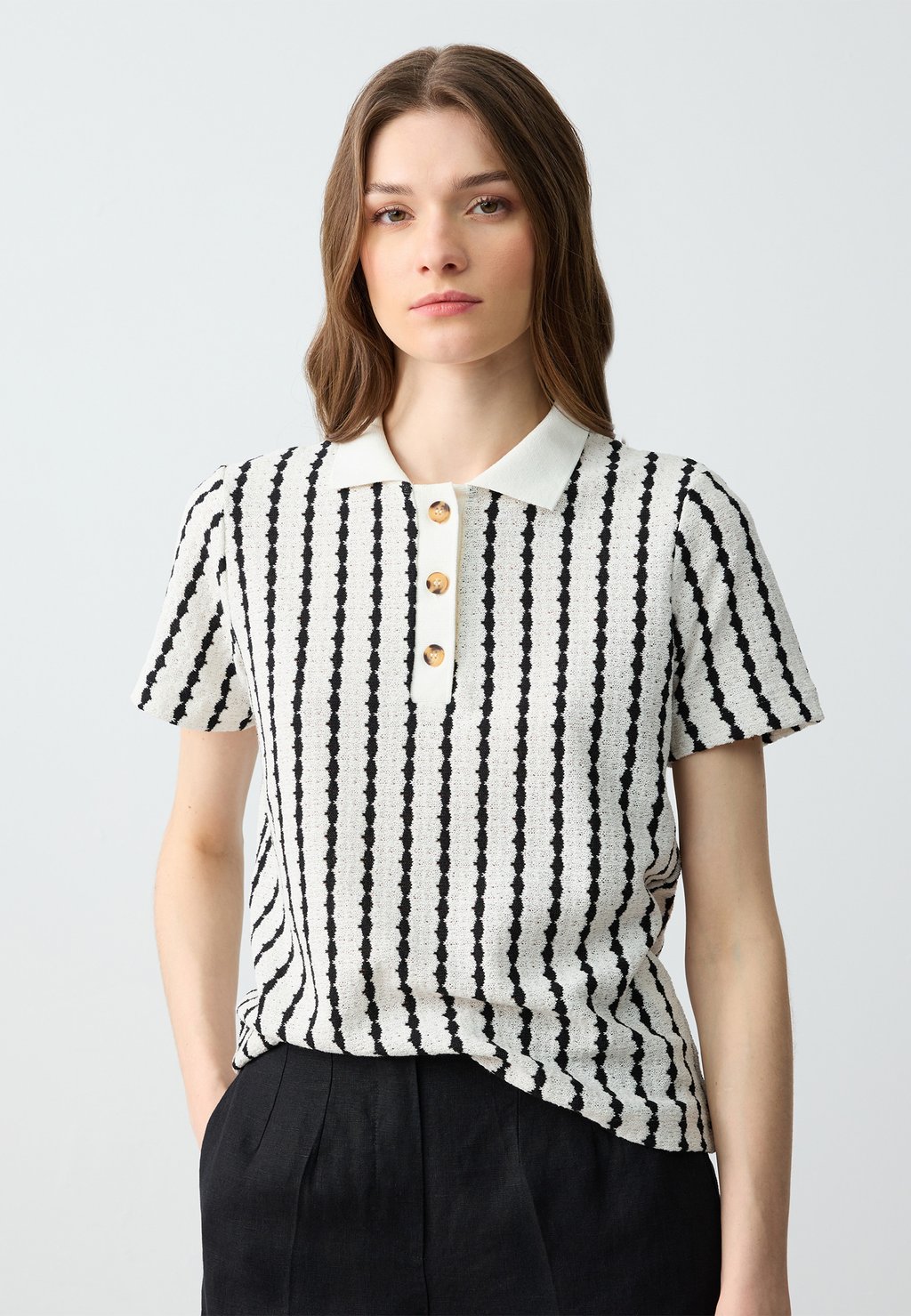 Рубашка поло SHORT SLEEVE PATTERNED COLLAR Jimmy Key, черный 
Рубашка поло SHORT SLEEVE PATTERNED COLLAR Jimmy Key, черный