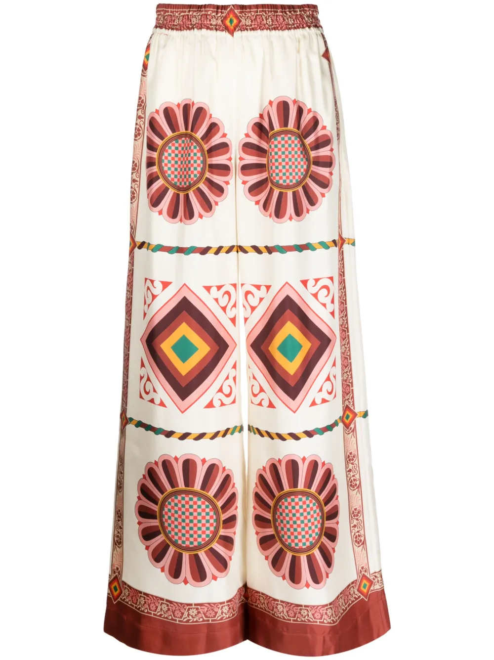 Шелковые брюки палаццо с принтом La DoubleJ, белый
Шелковые брюки палаццо с принтом La DoubleJ, белый