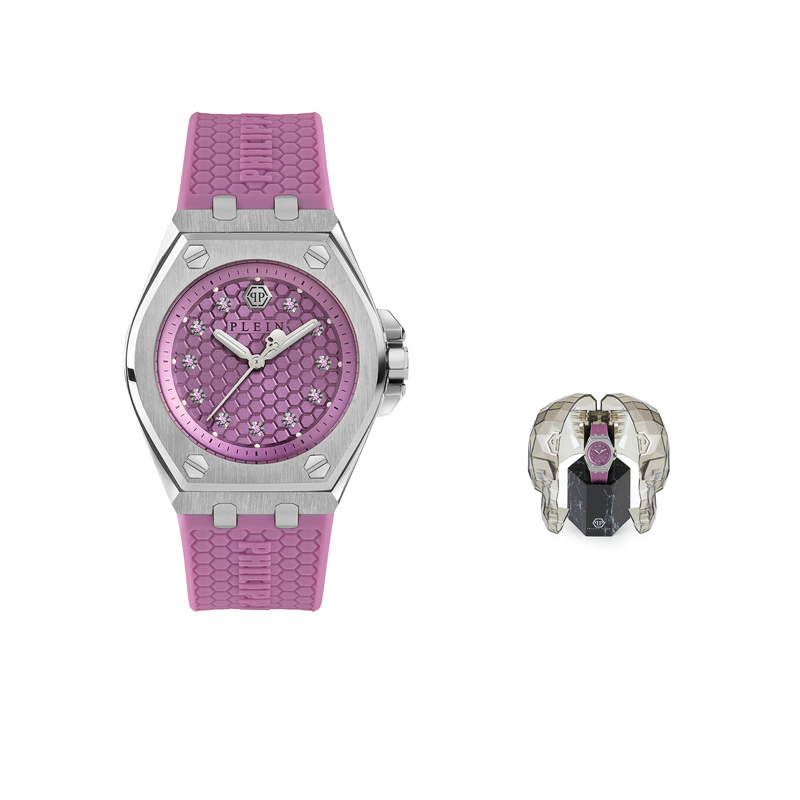 Наручные часы с кварцевым механизмом, силиконовый ремешок, 38 мм, фиолетовый циферблат, женские часы PHILIPP PLEIN, подарочная упаковка
Наручные часы с кварцевым механизмом, силиконовый ремешок, 38 мм, фиолетовый циферблат, женские часы PHILIPP PLEIN, подарочная упаковка