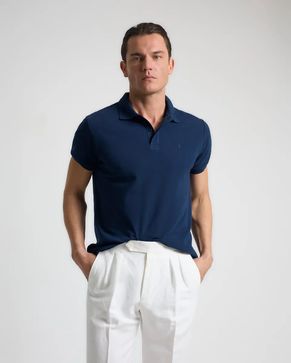 Мужская базовая рубашка-поло из пике приталенного кроя PuroEgo, темно-синий
Мужская базовая рубашка-поло из пике приталенного кроя PuroEgo, темно-синий