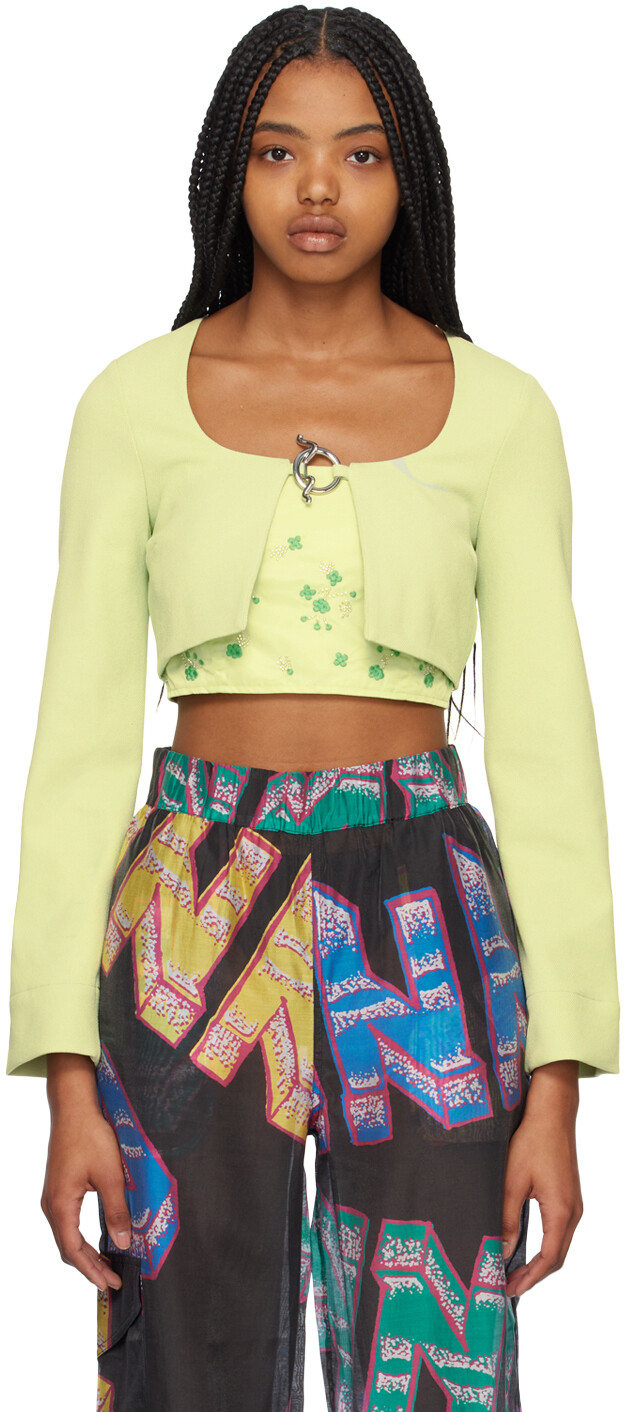 Зеленая укороченная блузка GANNI
Зеленая укороченная блузка GANNI