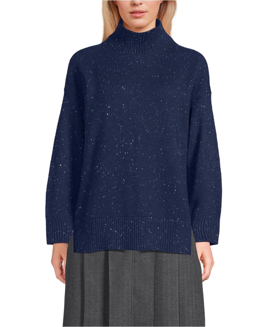 Женский уютный свитер с высоким воротником и разрезом по низу Lands' End, Deep sea navy icy donegal
Женский уютный свитер с высоким воротником и разрезом по низу Lands' End, Deep sea navy icy donegal