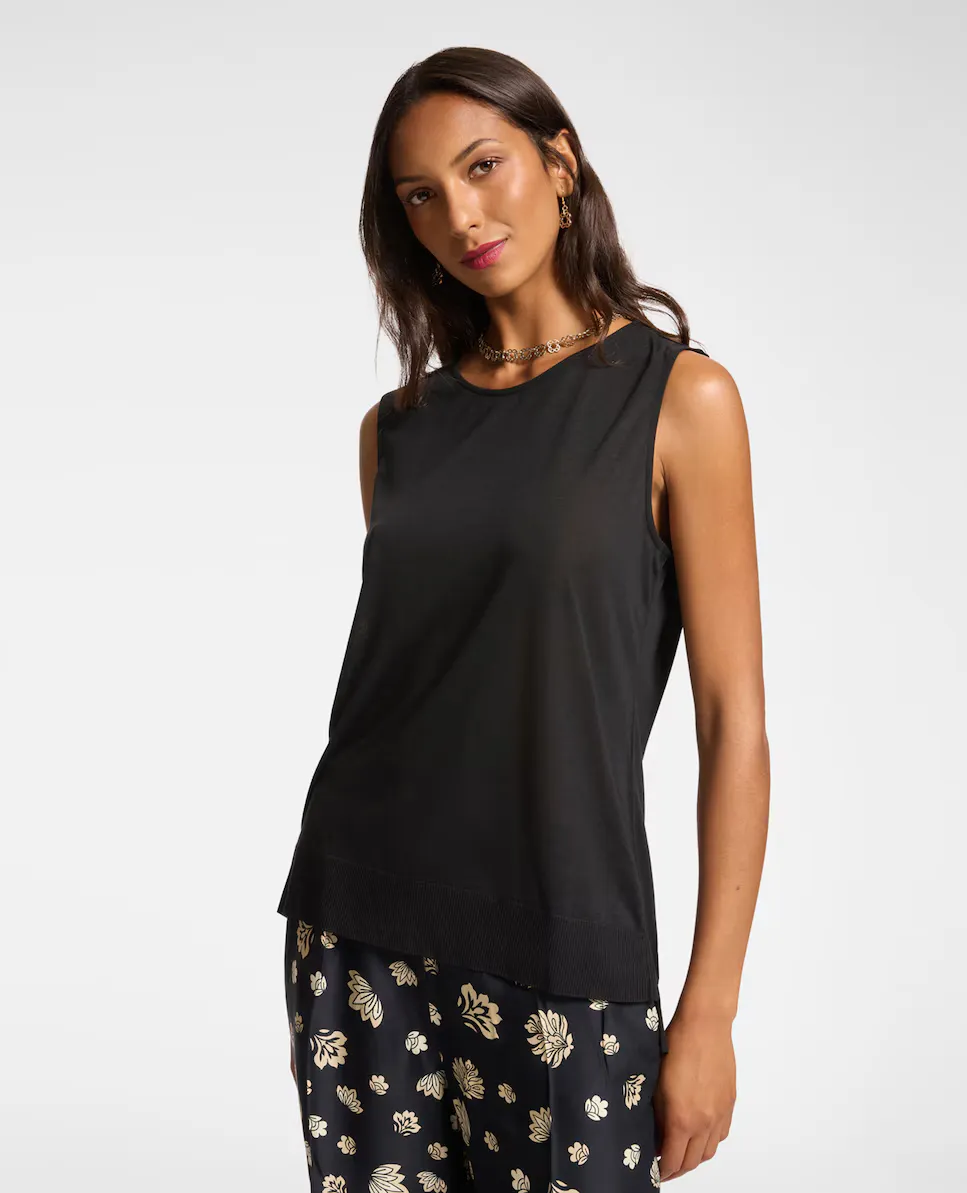 Женский топ без рукавов с ребристым низом Elena Miró, черный
Женский топ без рукавов с ребристым низом Elena Miró, черный