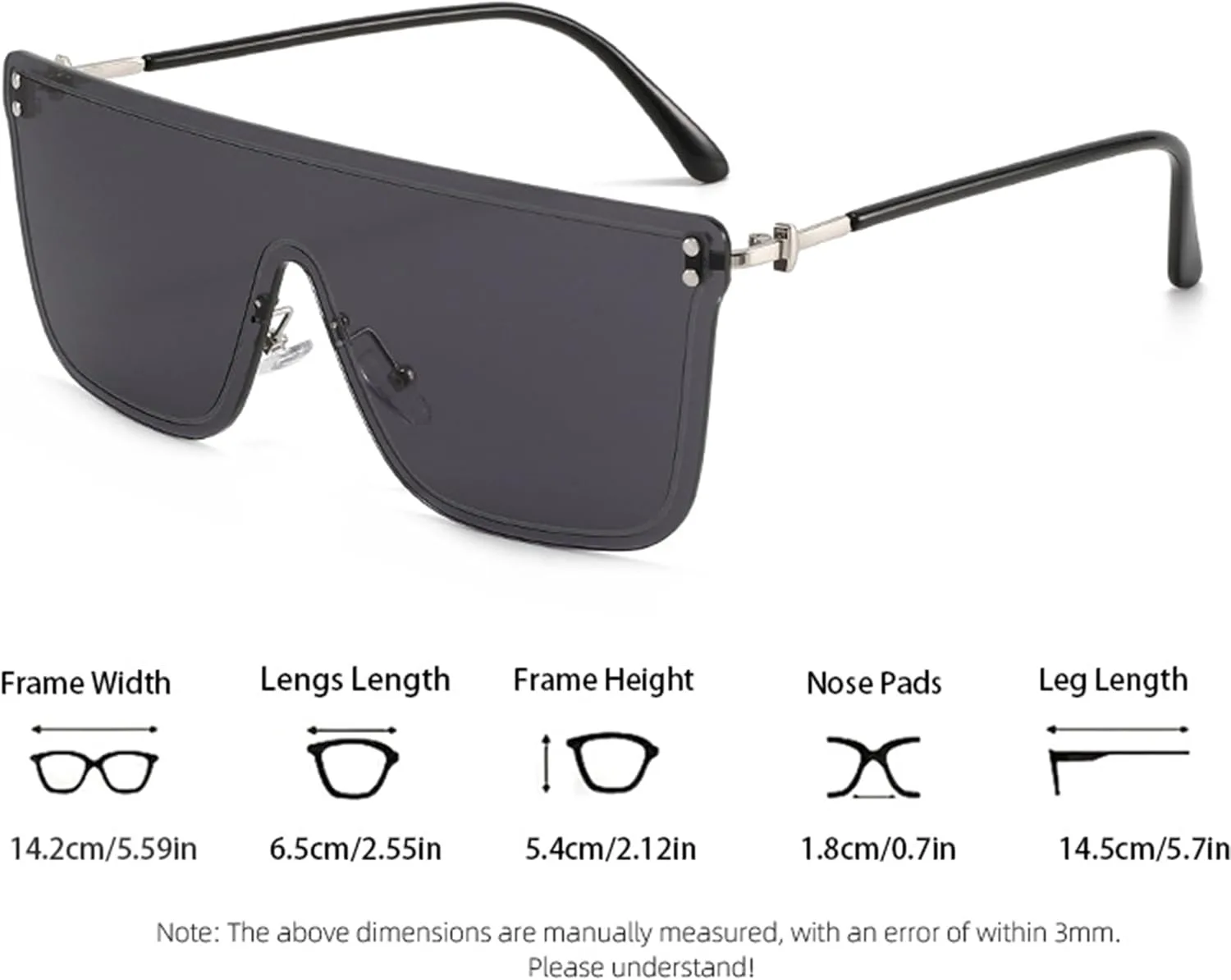 bullabulling Большие солнцезащитные очки без оправы для женщин, цельные солнцезащитные очки в винтажном стиле, черные квадратные очки-щитки в стиле панк, Black
bullabulling Большие солнцезащитные очки без оправы для женщин, цельные солнцезащитные очки в винтажном стиле, черные квадратные очки-щитки в стиле панк, Black