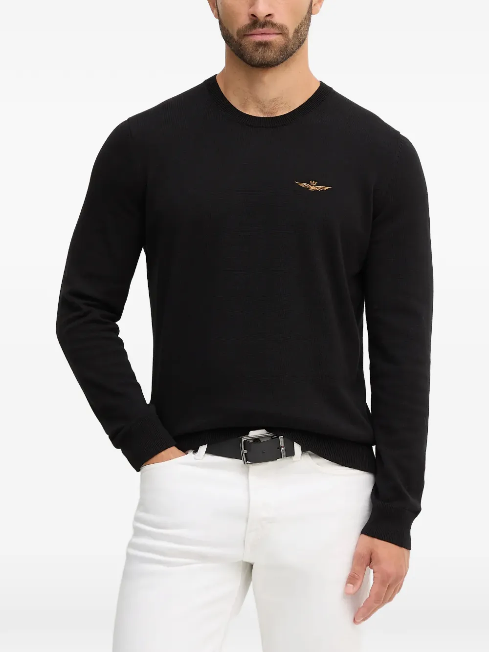Свитер с вышитым логотипом и круглым вырезом Aeronautica Militare, черный
Свитер с вышитым логотипом и круглым вырезом Aeronautica Militare, черный