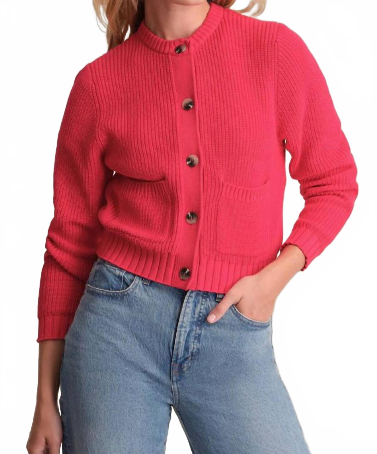 525 America Кардиган Palmer с круглым вырезом и карманами, вишнево-красный
525 America Кардиган Palmer с круглым вырезом и карманами, вишнево-красный