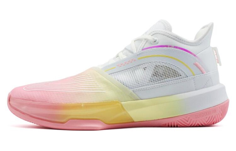 Баскетбольные кроссовки мужские с низким верхом белые/розовые/желтые Peak