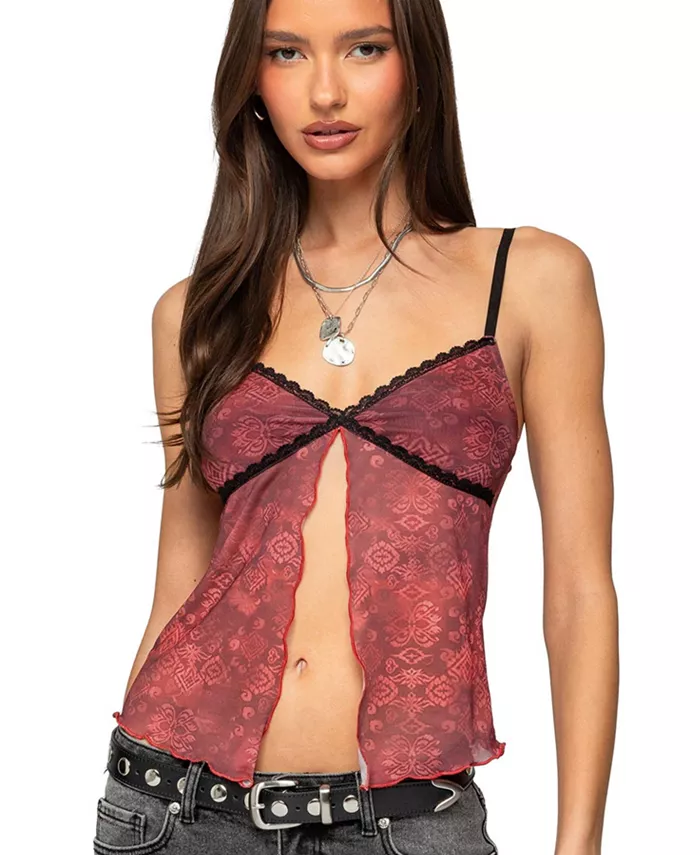 Женский сетчатый топ с разрезом спереди Edikted, красный
Женский сетчатый топ с разрезом спереди Edikted, красный