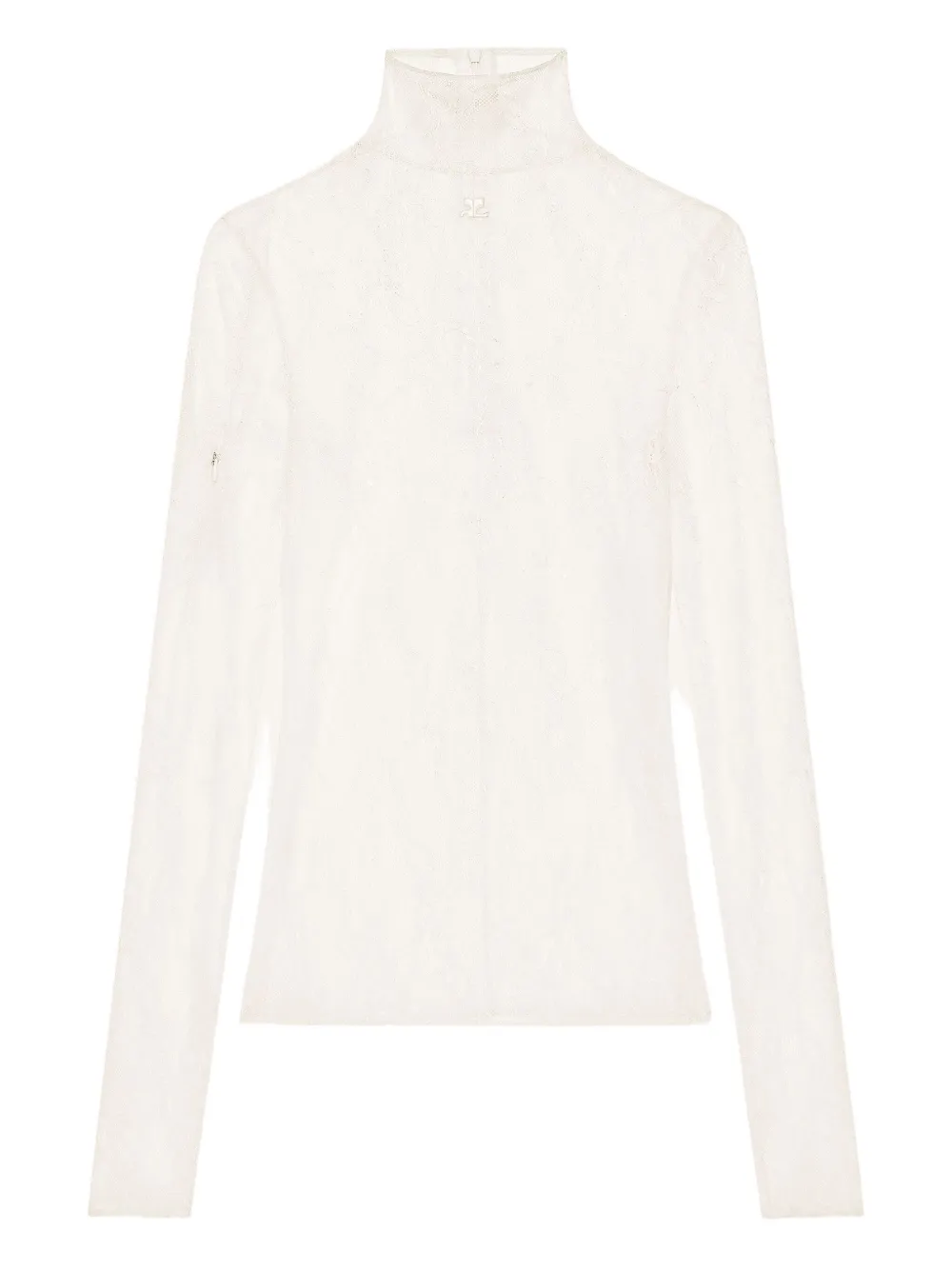 Кружевной топ с высоким воротником Courrèges, белый
Кружевной топ с высоким воротником Courrèges, белый