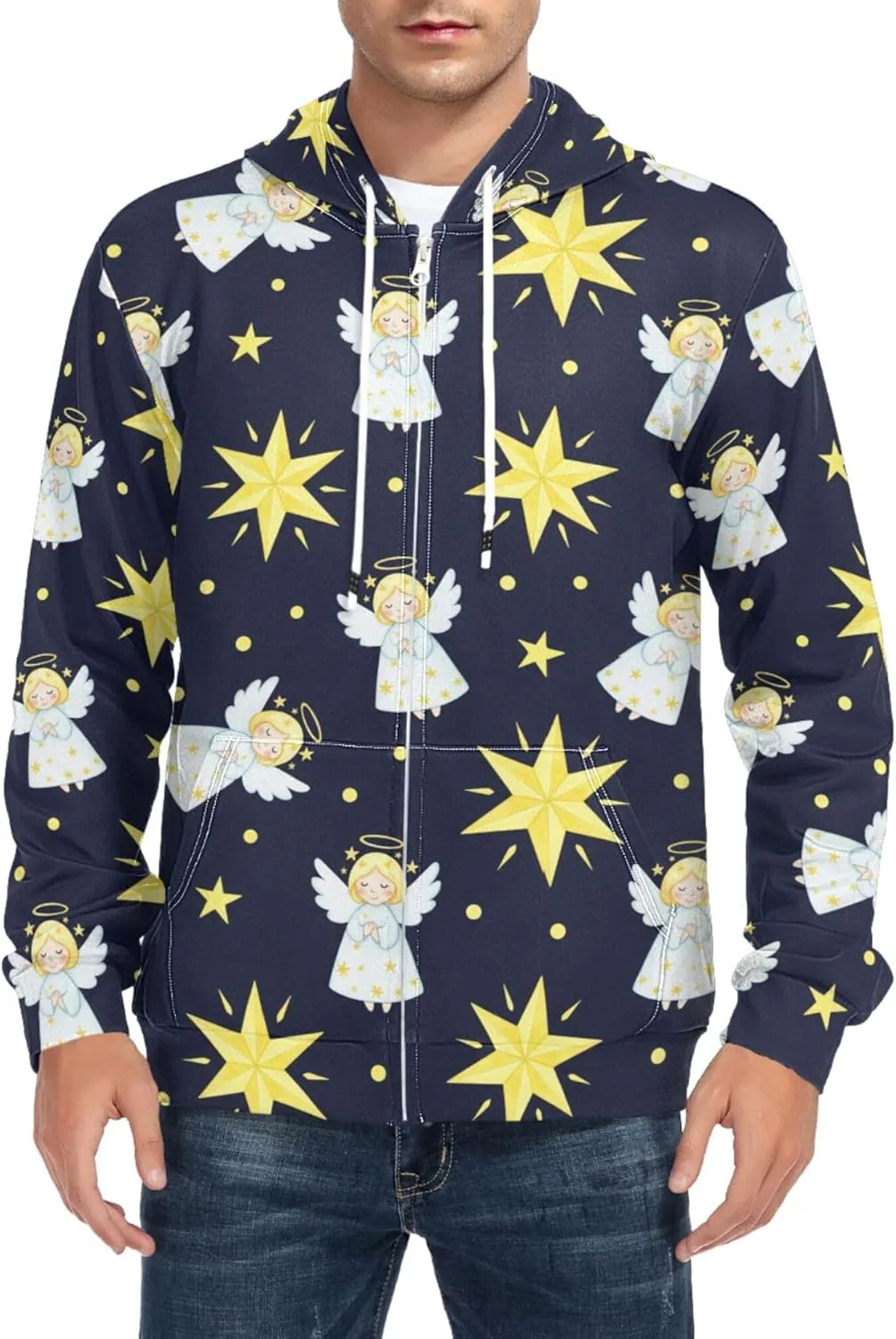 Мужская толстовка с капюшоном на молнии Angel Stars, ночное небо, с карманом CUPADA
Мужская толстовка с капюшоном на молнии Angel Stars, ночное небо, с карманом CUPADA