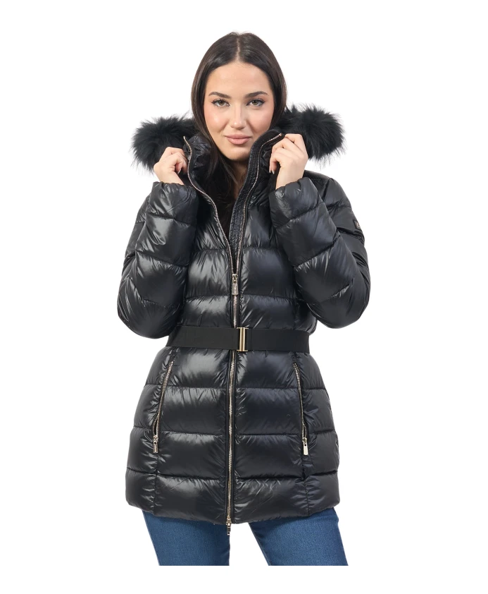 Черное стеганое пальто с меховым капюшоном Yes Zee, черный
Черное стеганое пальто с меховым капюшоном Yes Zee, черный