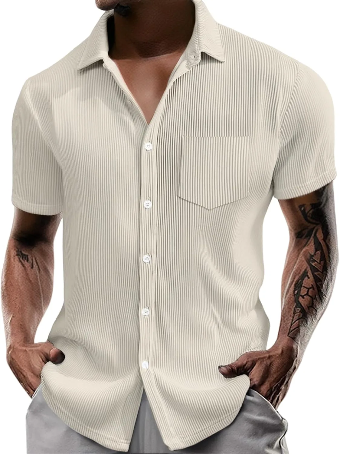 Мужская рубашка с вафельной тканью и пуговицами, свободная, с коротким рукавом и карманом RSZGSWS
Мужская рубашка с вафельной тканью и пуговицами, свободная, с коротким рукавом и карманом RSZGSWS