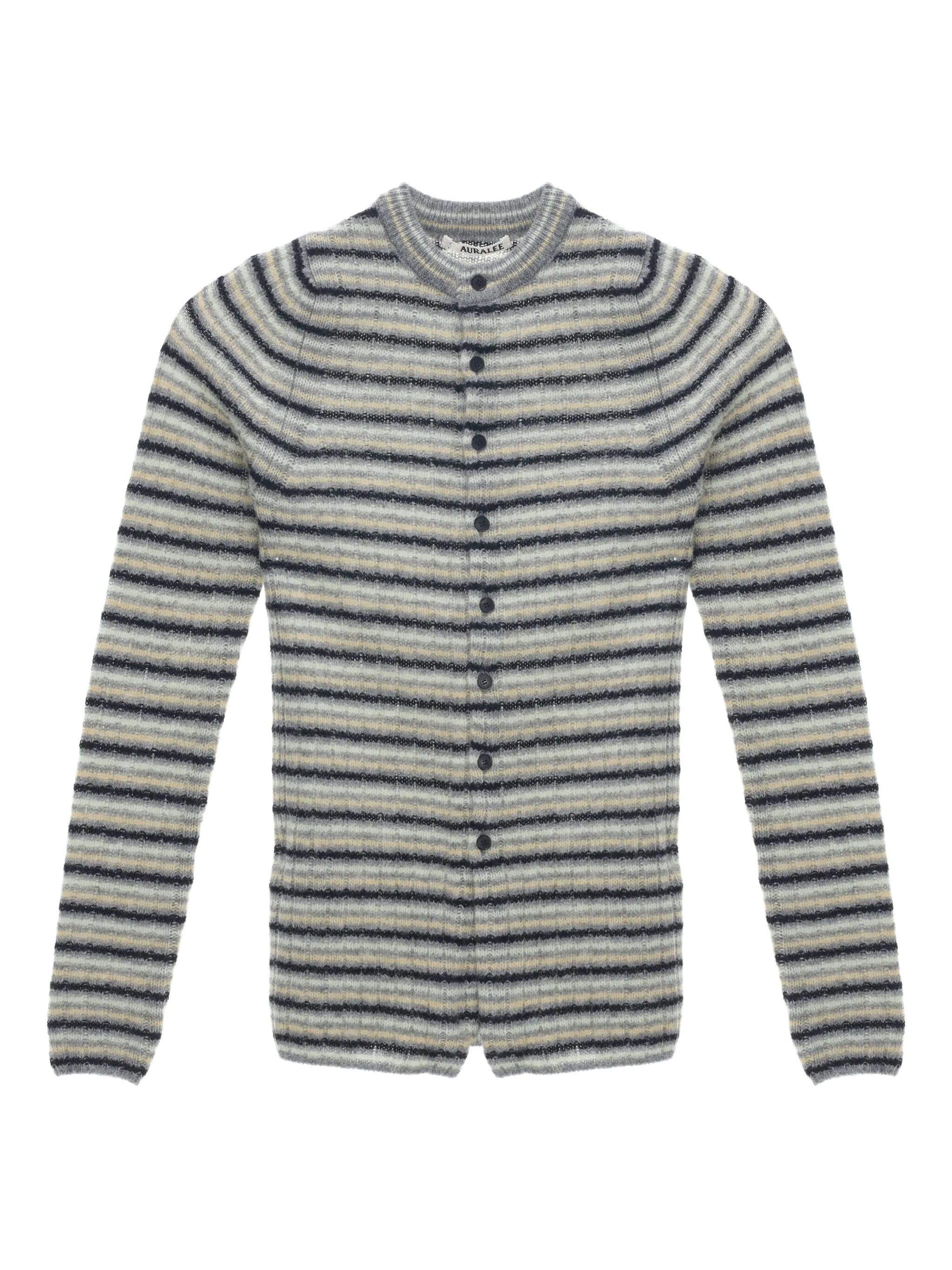 Полосатый кардиган с длинными рукавами Auralee, серый
Полосатый кардиган с длинными рукавами Auralee, серый
