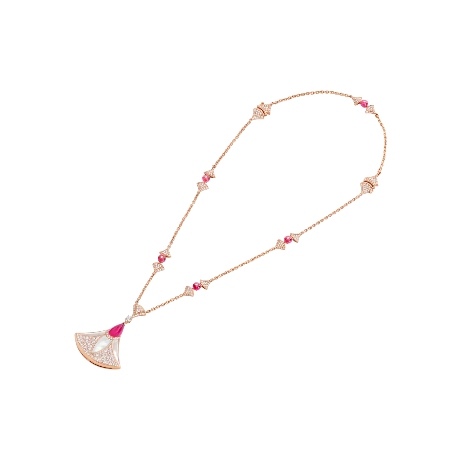 Колье Bulgari Divas' dream из розового золота с рубеллитом, перламутром и бриллиантами
Колье Bulgari Divas' dream из розового золота с рубеллитом, перламутром и бриллиантами