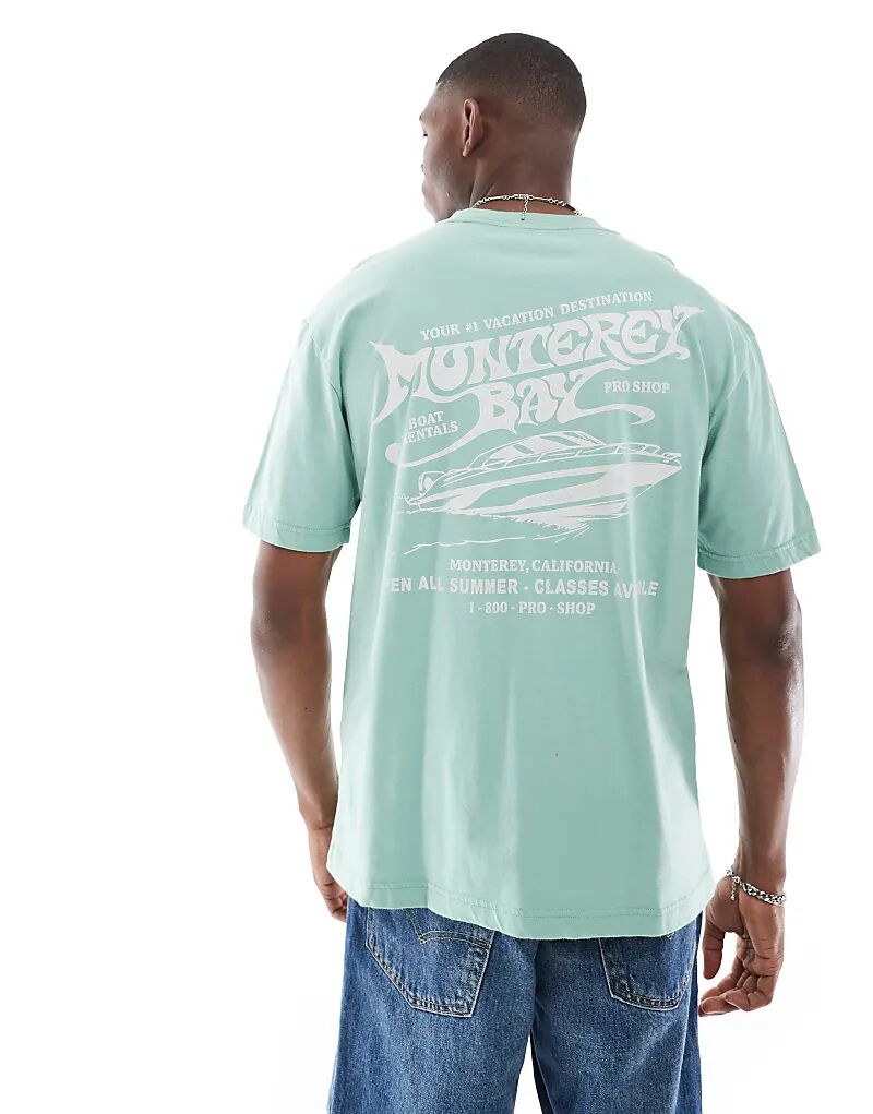 Футболка с принтом Hollister на спине зеленого цвета
Футболка с принтом Hollister на спине зеленого цвета