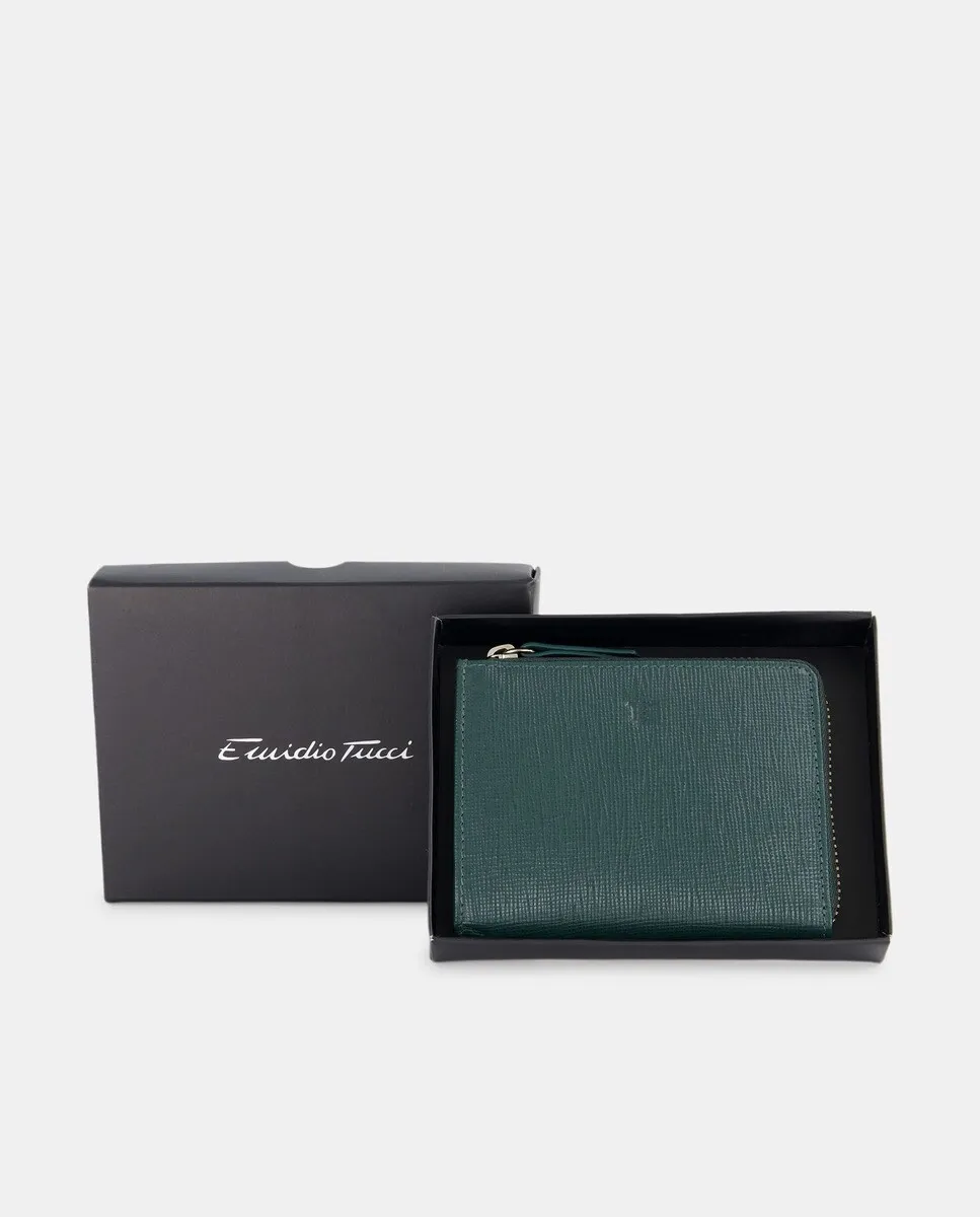Кошелек из сафьяновой кожи на молнии Emidio Tucci, темно-зеленый 
Кошелек из сафьяновой кожи на молнии Emidio Tucci, темно-зеленый