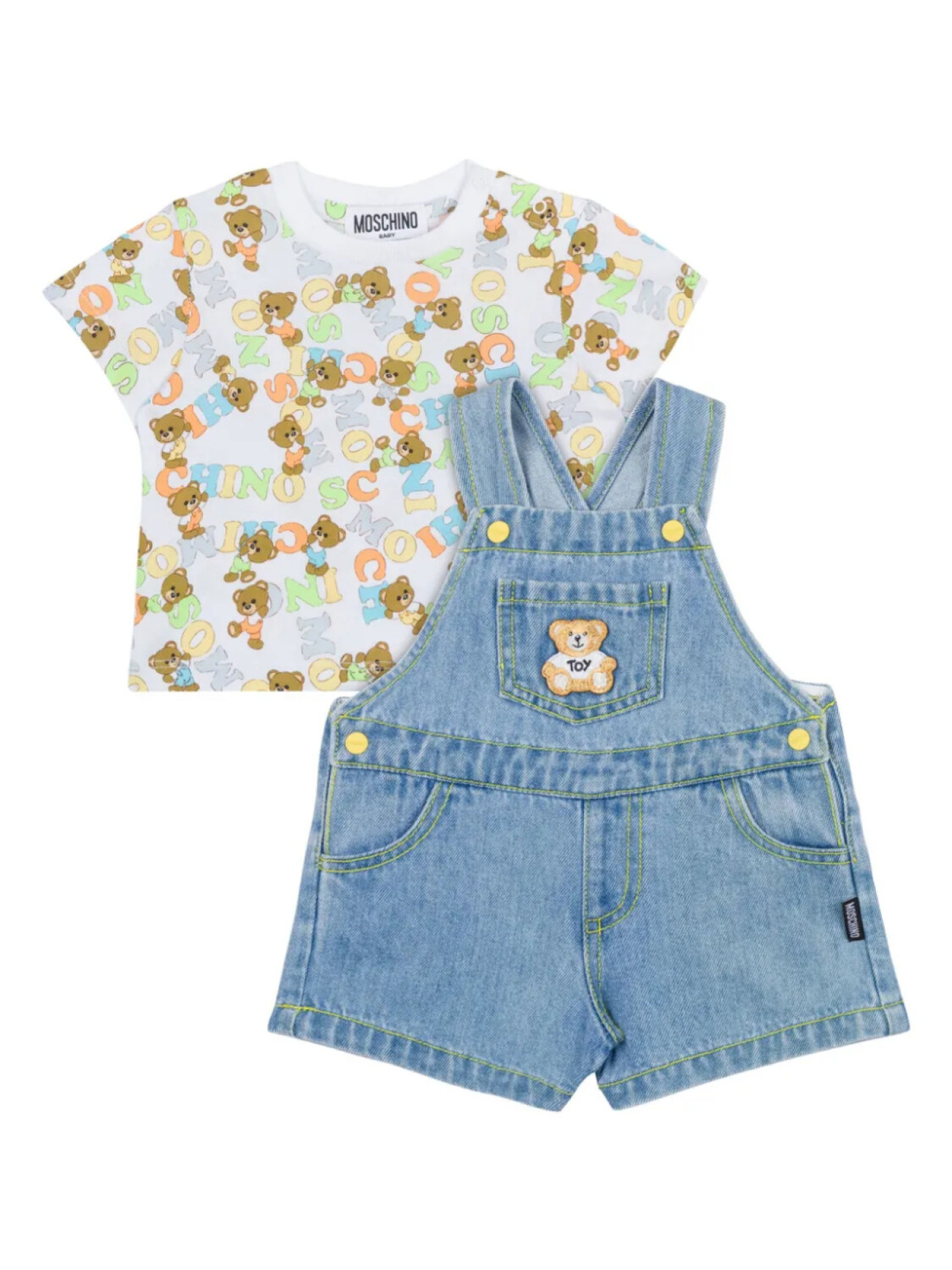 Moschino Kids комплект из топа и шортов с принтом, синий
Moschino Kids комплект из топа и шортов с принтом, синий