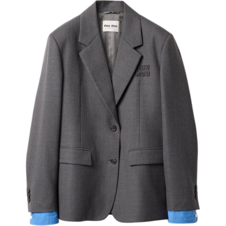 MIU MIU Однобортный габардиновый пиджак, Anthracite Gray
MIU MIU Однобортный габардиновый пиджак, Anthracite Gray