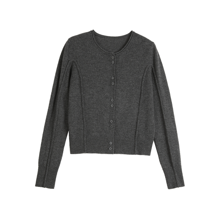 ELLE Свитер женский темно-серый с круглой горловиной, кардиган умеренной длины
ELLE Свитер женский темно-серый с круглой горловиной, кардиган умеренной длины