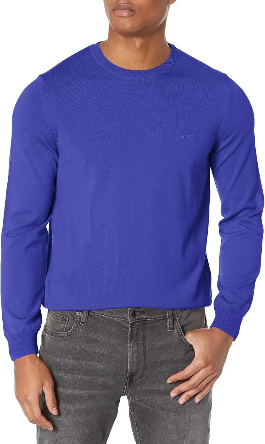 BOSS Мужской свитер с круглым вырезом и ребристыми манжетами
BOSS Мужской свитер с круглым вырезом и ребристыми манжетами