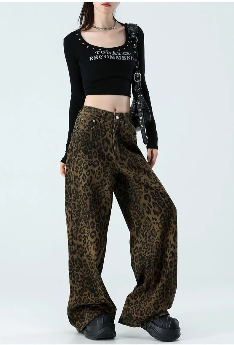 Джинсы Leopard Print Wide Leg, Y2K Coquette Cheetah, женские, высокая посадка, свободный крой GoldGalleon
Джинсы Leopard Print Wide Leg, Y2K Coquette Cheetah, женские, высокая посадка, свободный крой GoldGalleon
