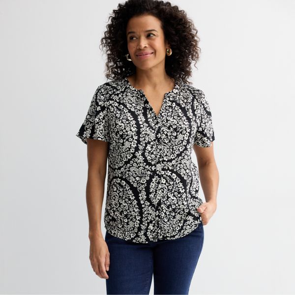 Миниатюрная женская блузка с короткими рукавами Croft & Barrow, цвет beige floral paisley
Миниатюрная женская блузка с короткими рукавами Croft & Barrow, цвет beige floral paisley