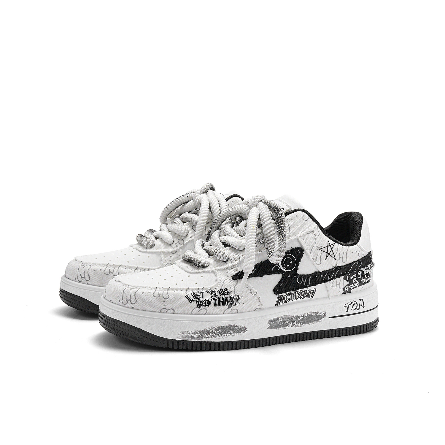 TALKING TOM Низкие скейтерские кроссовки унисекс бело-черные, цвет White Black
TALKING TOM Низкие скейтерские кроссовки унисекс бело-черные, цвет White Black