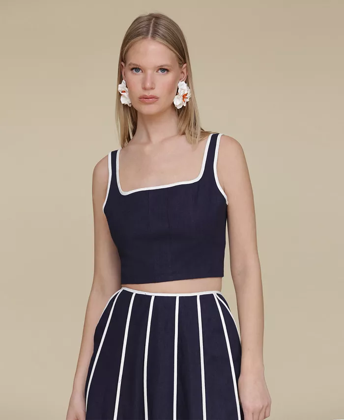 Женский укороченный топ из льняной смеси с контрастной отделкой Avec Les Filles, мультиколор
Женский укороченный топ из льняной смеси с контрастной отделкой Avec Les Filles, мультиколор