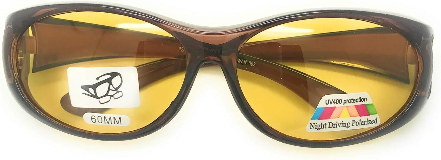 2 пары поляризованных солнцезащитных очков для ночного вождения, надеваемых поверх очков с диоптриями, размер Large, с чехлом из микрофибры MyUV, 2 Pair Brown
2 пары поляризованных солнцезащитных очков для ночного вождения, надеваемых поверх очков с диоптриями, размер Large, с чехлом из микрофибры MyUV, 2 Pair Brown