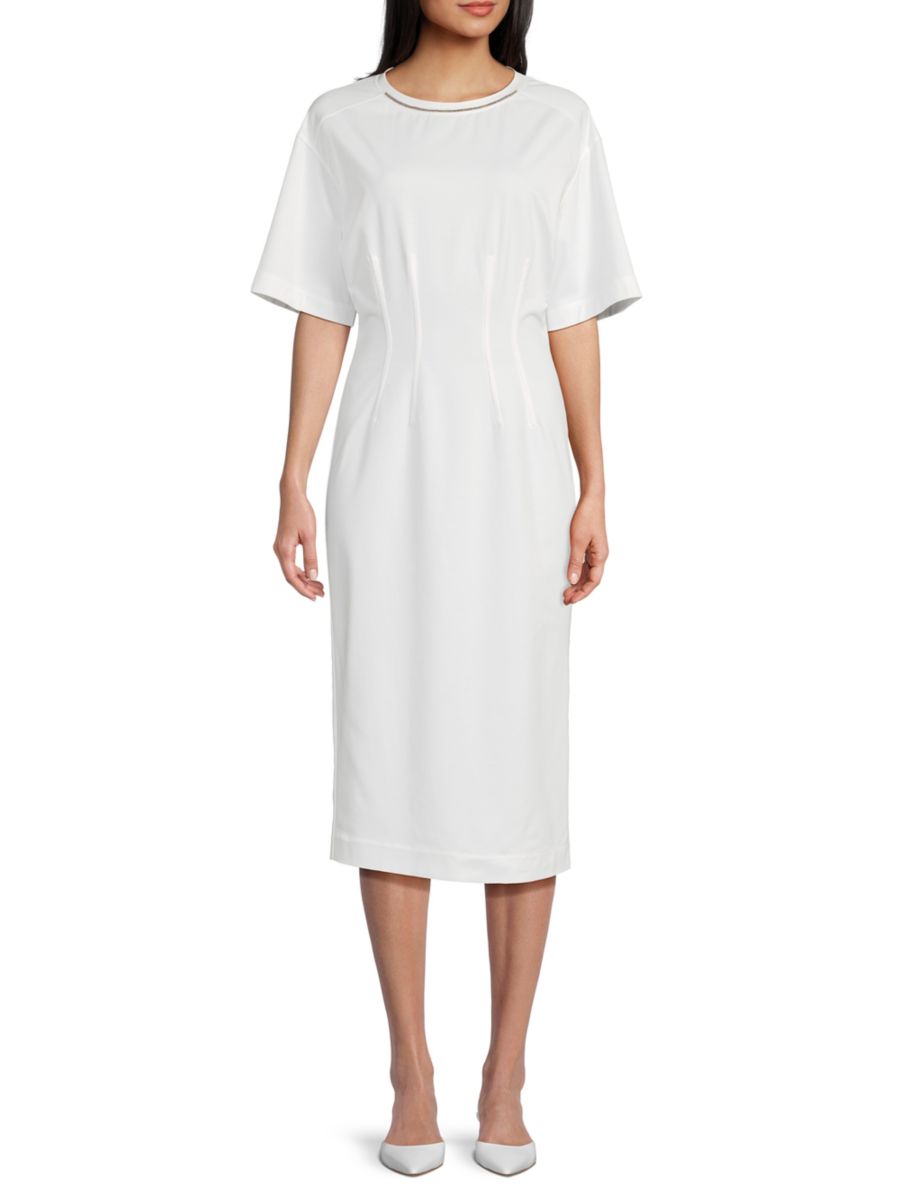 Платье-рубашка миди с корсетом Brunello Cucinelli, белый
Платье-рубашка миди с корсетом Brunello Cucinelli, белый