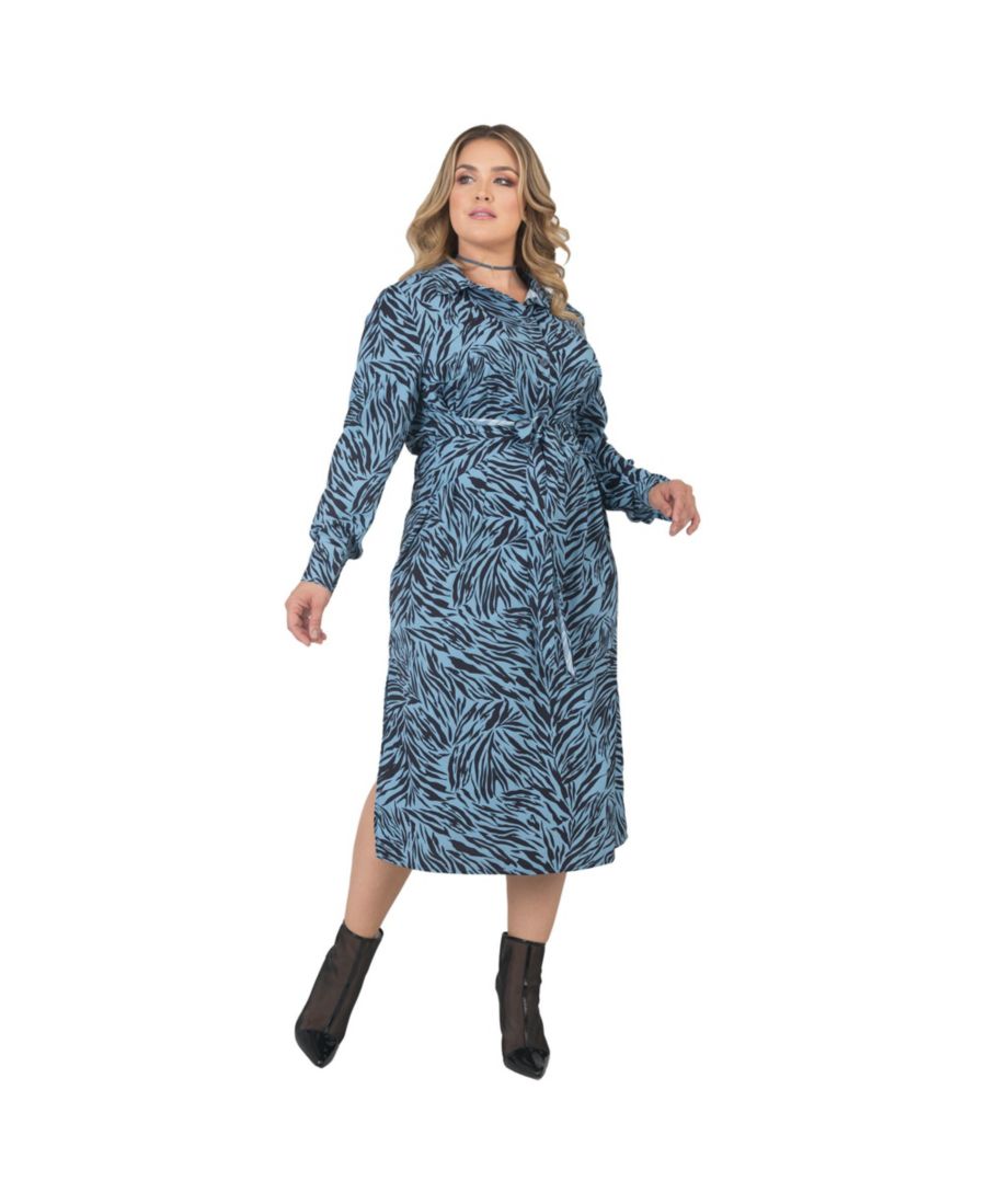 Платье-рубашка миди с длинными рукавами и зебровым принтом, завязками спереди, для женщин больших размеров Standards & Practices, Blue zebra
Платье-рубашка миди с длинными рукавами и зебровым принтом, завязками спереди, для женщин больших размеров Standards & Practices, Blue zebra
