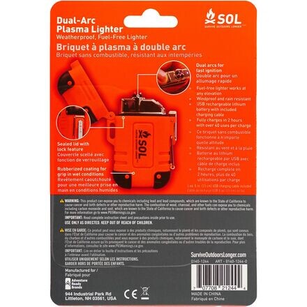 Плазменная двухдуговая зажигалка S.O.L Survive Outdoors Longer, цвет One Color
Плазменная двухдуговая зажигалка S.O.L Survive Outdoors Longer, цвет One Color