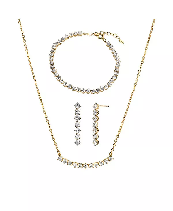 Комплект из браслета, ожерелья и серег Josephine Tennis из стерлингового серебра 18 карат с позолотой Bearfruit Jewelry, gold
Комплект из браслета, ожерелья и серег Josephine Tennis из стерлингового серебра 18 карат с позолотой Bearfruit Jewelry, gold