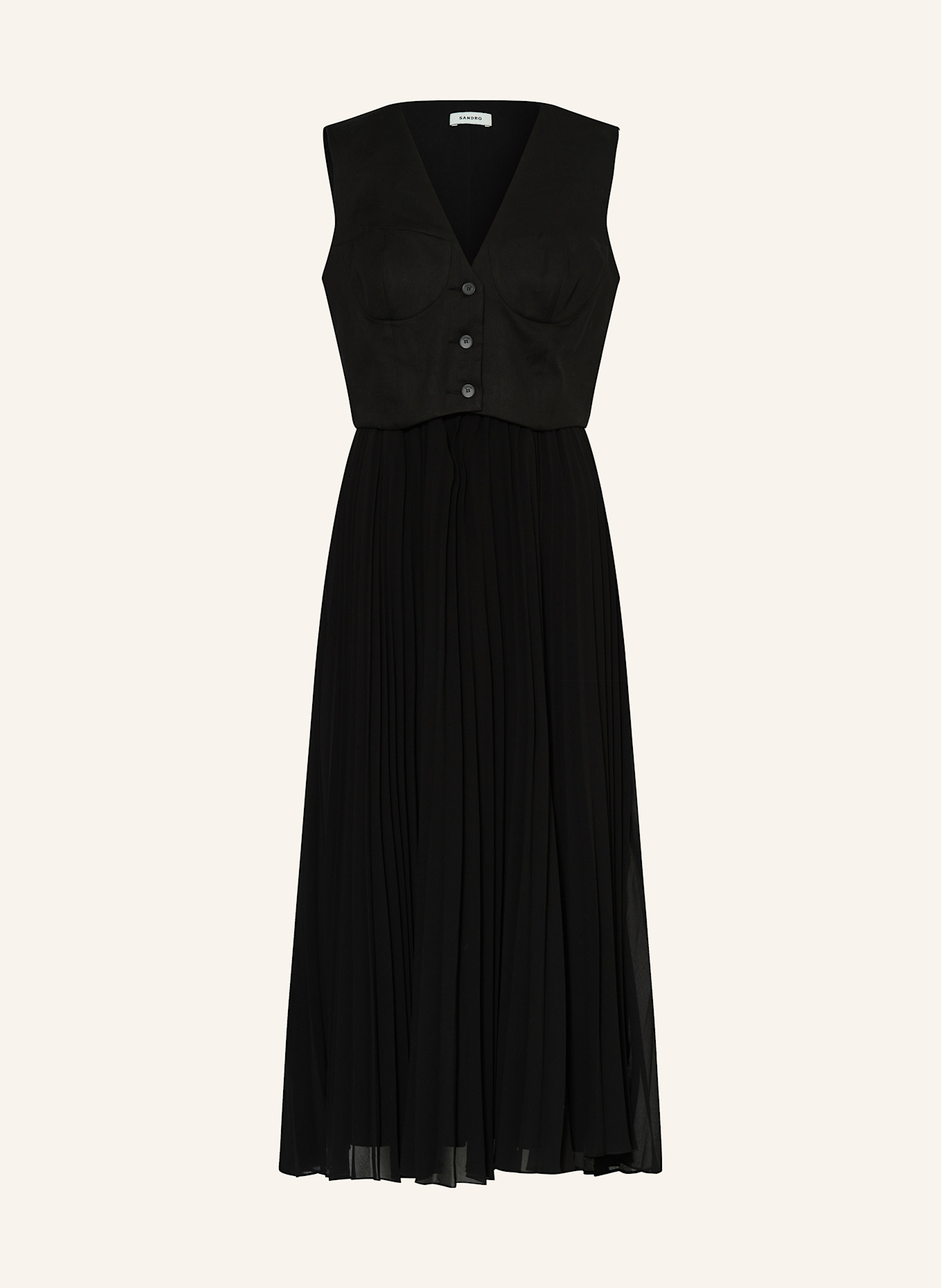 Платье плиссе со льном Sandro, черный
Платье плиссе со льном Sandro, черный