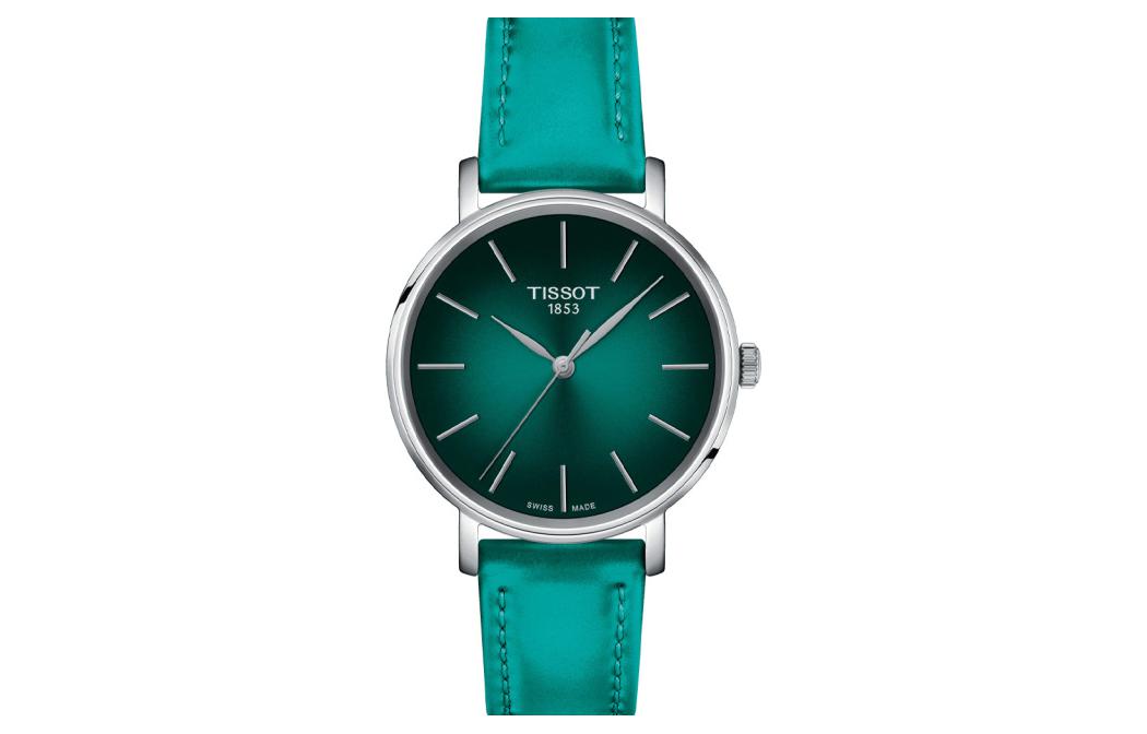 Кварцевые женские часы 34 мм с зеленым циферблатом в корпусе из нержавеющей стали и кожаным ремешком TISSOT 
Кварцевые женские часы 34 мм с зеленым циферблатом в корпусе из нержавеющей стали и кожаным ремешком TISSOT