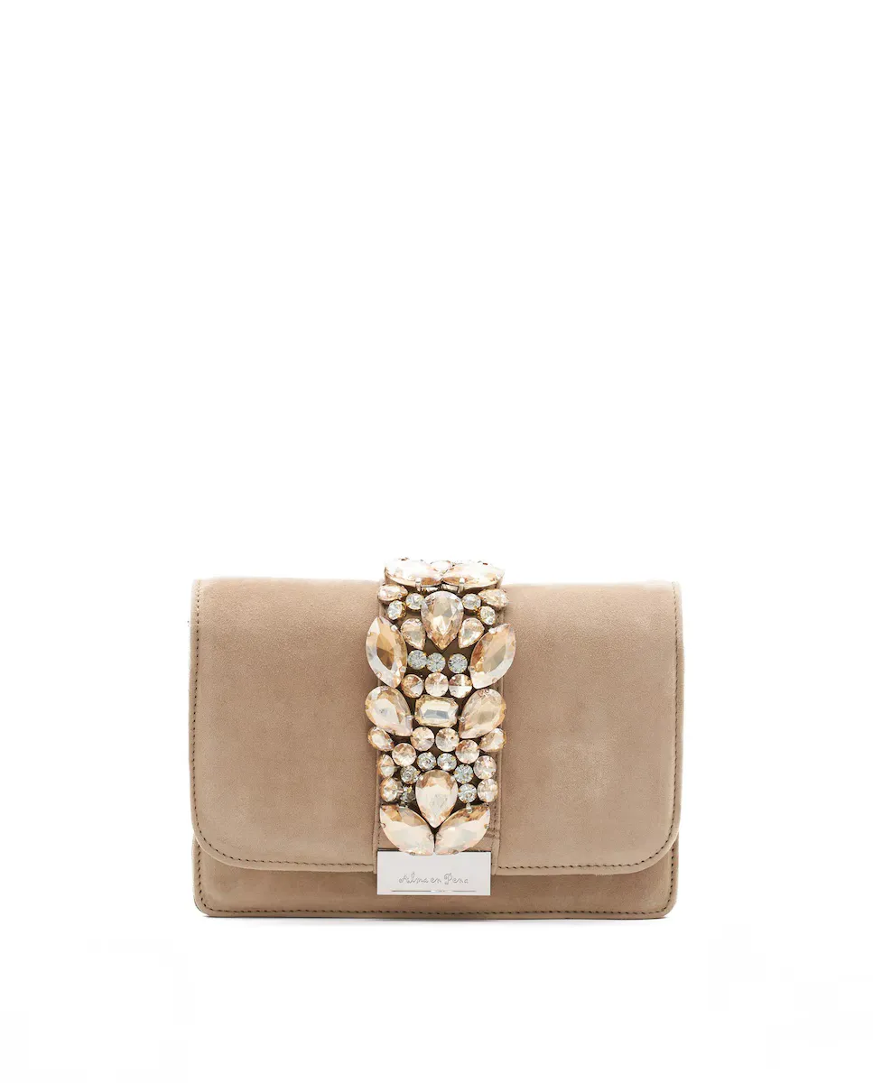 Женская кожаная сумка через плечо с ручкой-цепочкой и стразами Alma en Pena, бежевый
Женская кожаная сумка через плечо с ручкой-цепочкой и стразами Alma en Pena, бежевый