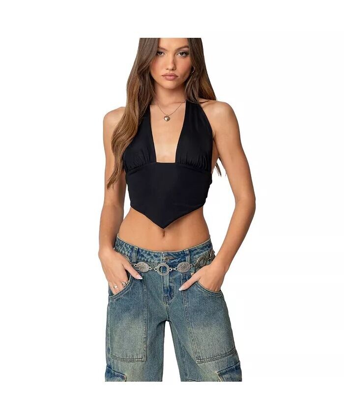 Топ с открытой спиной и треугольным вырезом на шее Edikted, черный
Топ с открытой спиной и треугольным вырезом на шее Edikted, черный