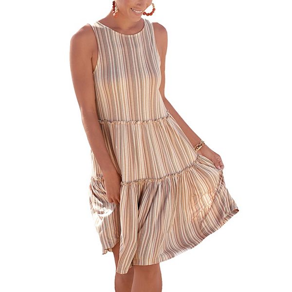 Женское платье с ярусами Lascana, Brown White Striped
Женское платье с ярусами Lascana, Brown White Striped