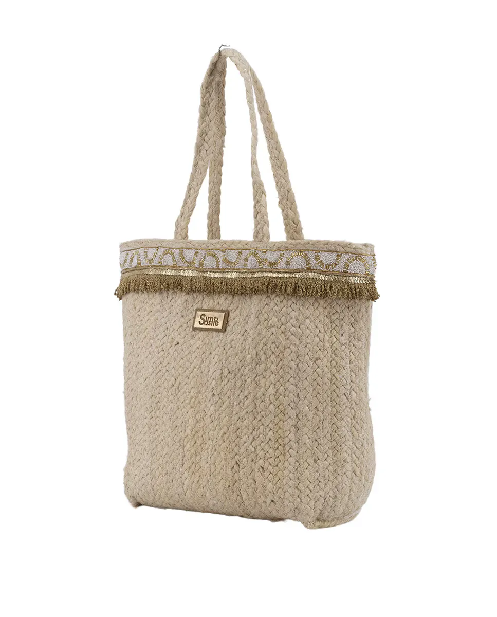Сумка-шоппер из джута макси с золотой отделкой Simó Sastre, бежевый
Сумка-шоппер из джута макси с золотой отделкой Simó Sastre, бежевый