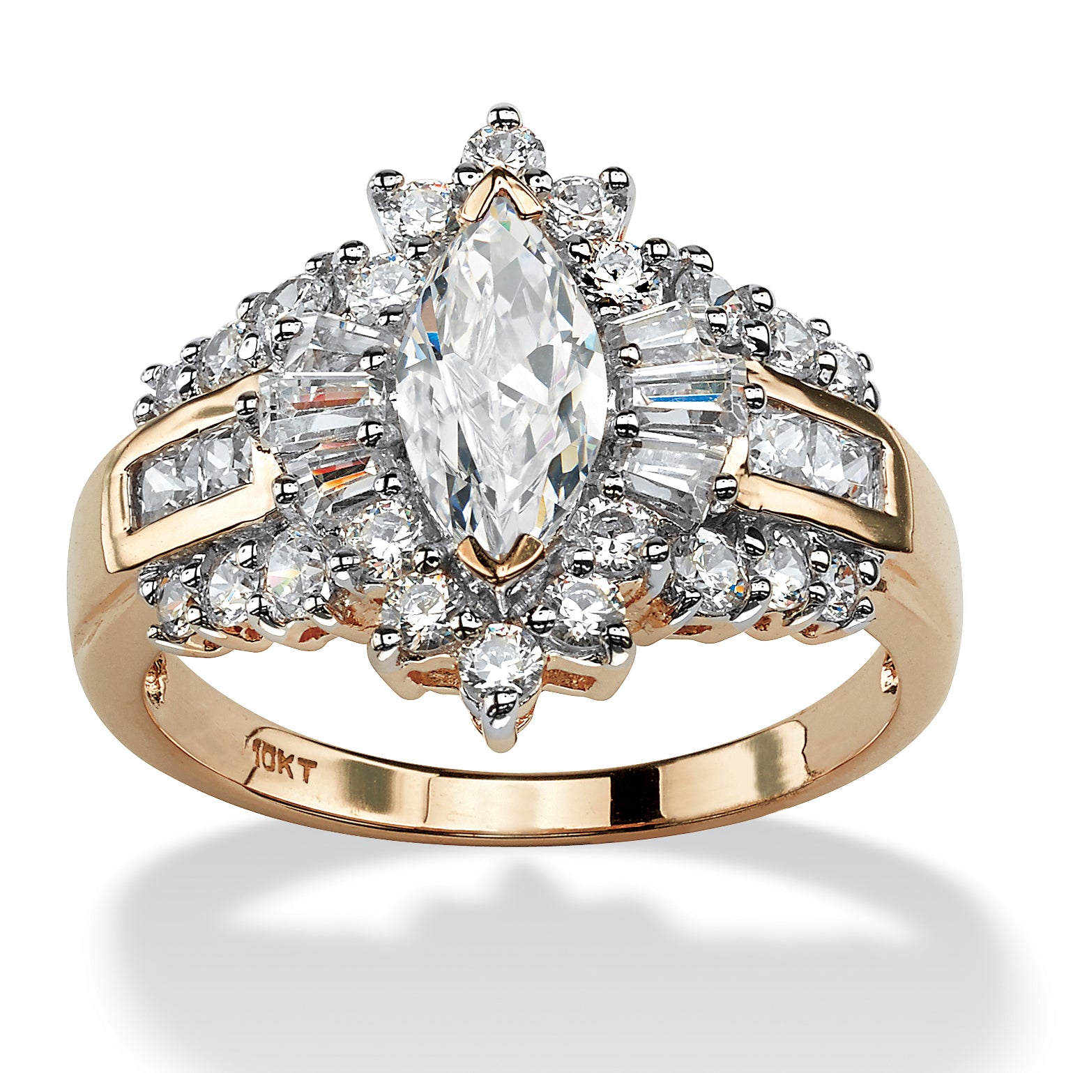 Кольцо 2.18 TCW с кубическим цирконием огранки «маркиза» из 10-каратного золота Palm Beach Jewelry, белый
Кольцо 2.18 TCW с кубическим цирконием огранки «маркиза» из 10-каратного золота Palm Beach Jewelry, белый