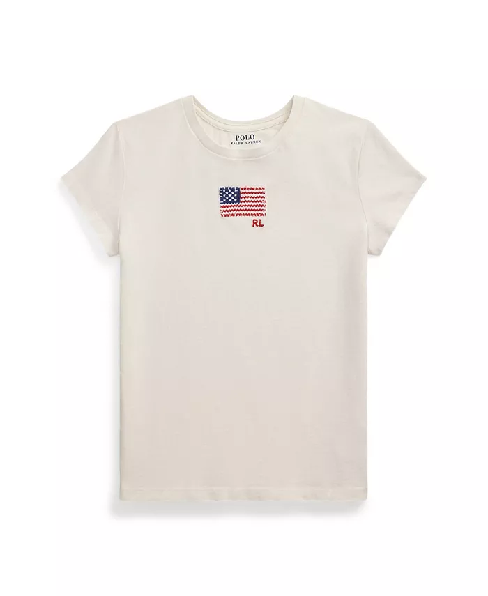 Футболка с аппликацией в виде флага для девочек постарше Polo Ralph Lauren, слоновая кость/кремовый
Футболка с аппликацией в виде флага для девочек постарше Polo Ralph Lauren, слоновая кость/кремовый