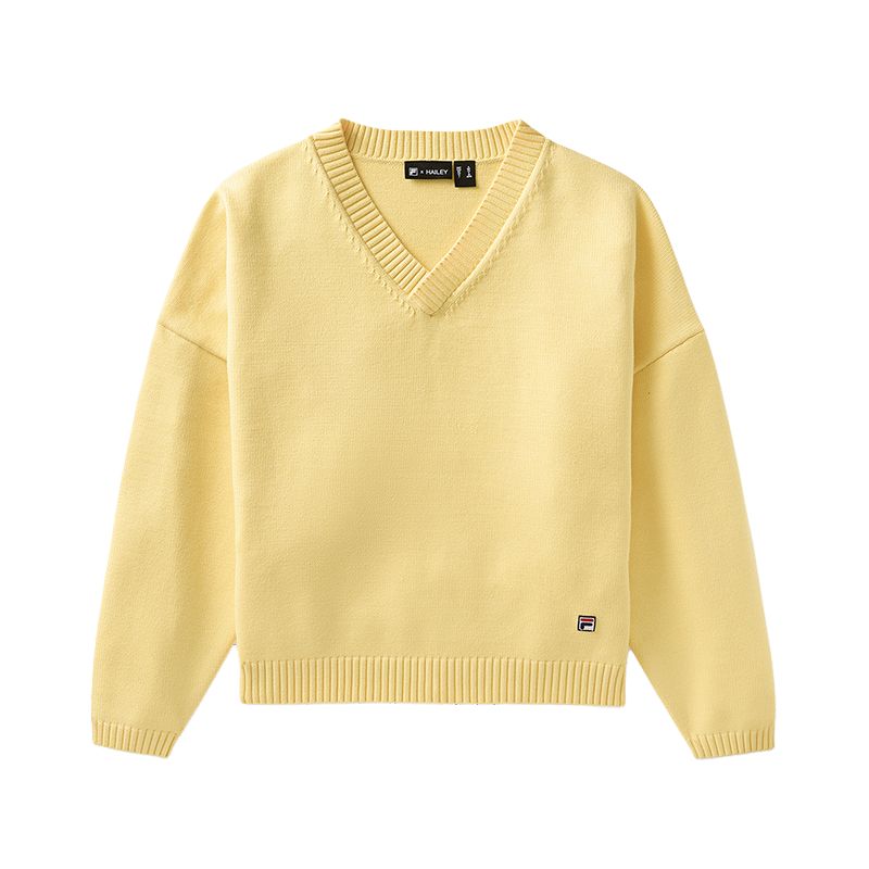 FILA Трикотажная кофта женская желтая с V-образным вырезом Moderate
FILA Трикотажная кофта женская желтая с V-образным вырезом Moderate