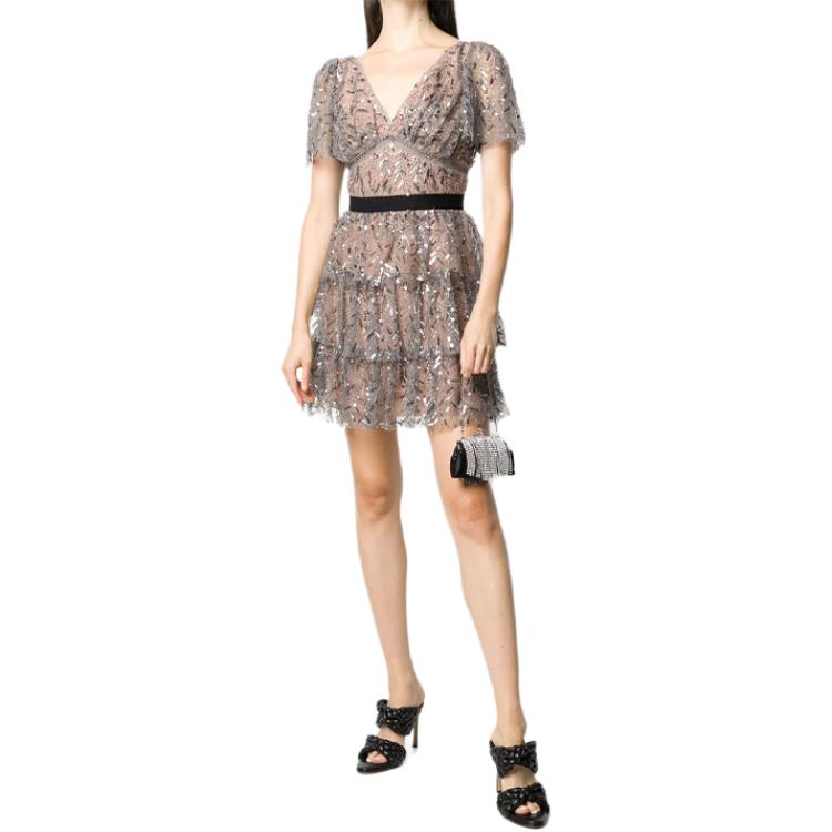 Self Portrait Короткое платье с коротким рукавом Женское Серо-розовое
Self Portrait Короткое платье с коротким рукавом Женское Серо-розовое