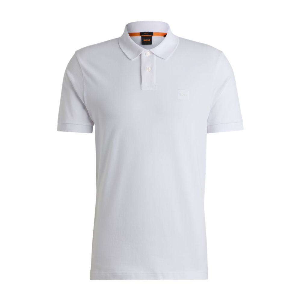 Рубашка-поло облегающего кроя из эластичного хлопка с нашивкой-логотипом BOSS, белый
Рубашка-поло облегающего кроя из эластичного хлопка с нашивкой-логотипом BOSS, белый