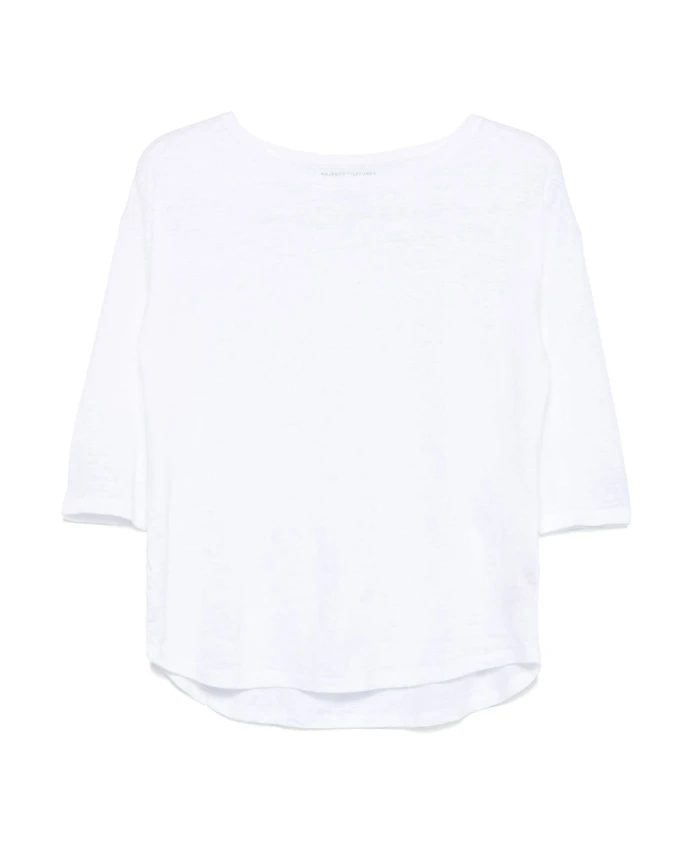 Белый льняной пуловер свободного кроя с круглым вырезом Majestic Filatures, белый
Белый льняной пуловер свободного кроя с круглым вырезом Majestic Filatures, белый