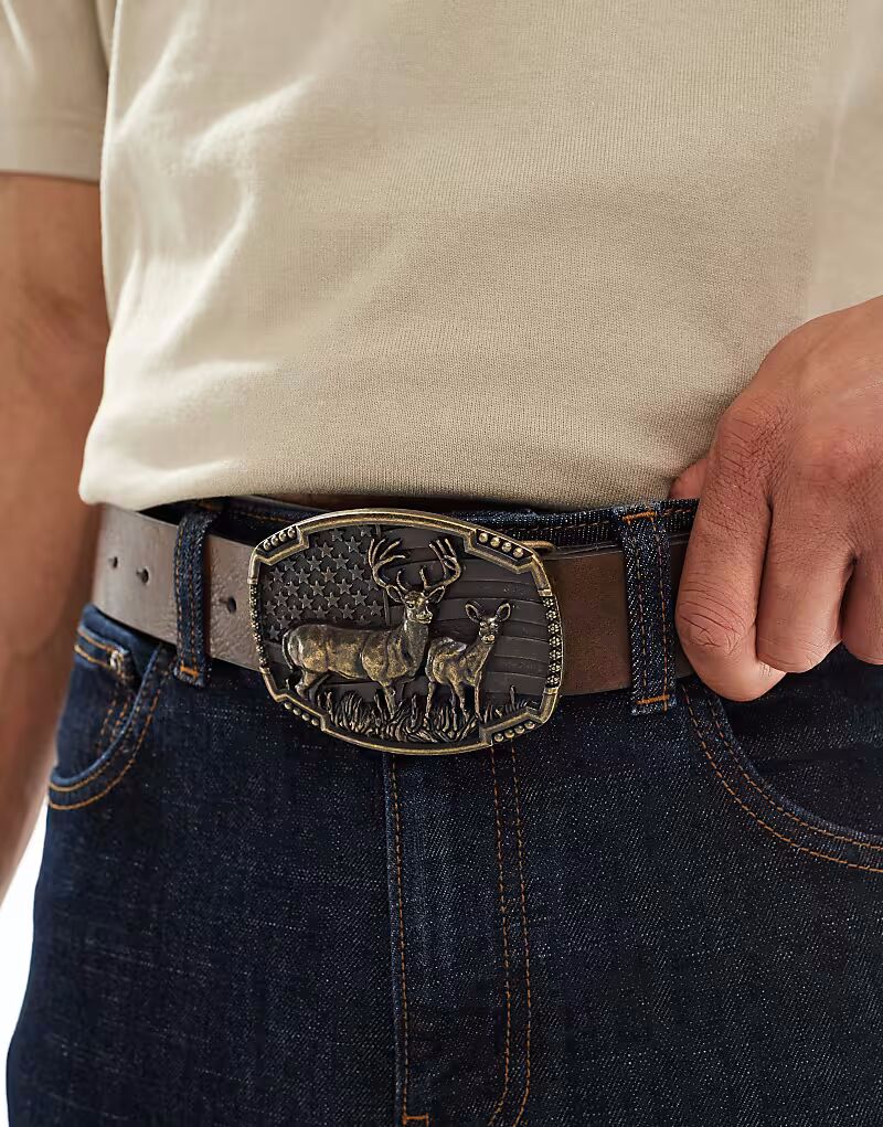 Ремень с пряжкой ASOS DESIGN из коричневой искусственной кожи
Ремень с пряжкой ASOS DESIGN из коричневой искусственной кожи